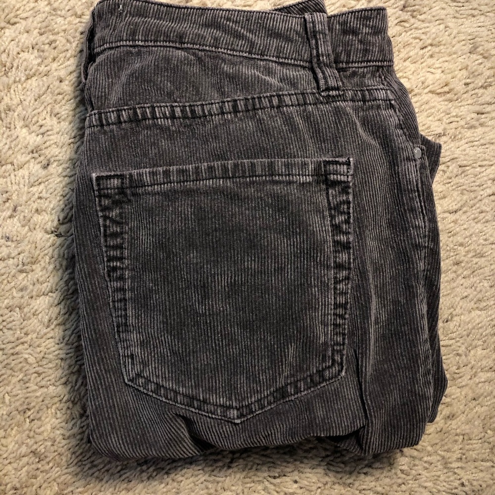 Charcoal black  High-waisted corduroy mom jeans